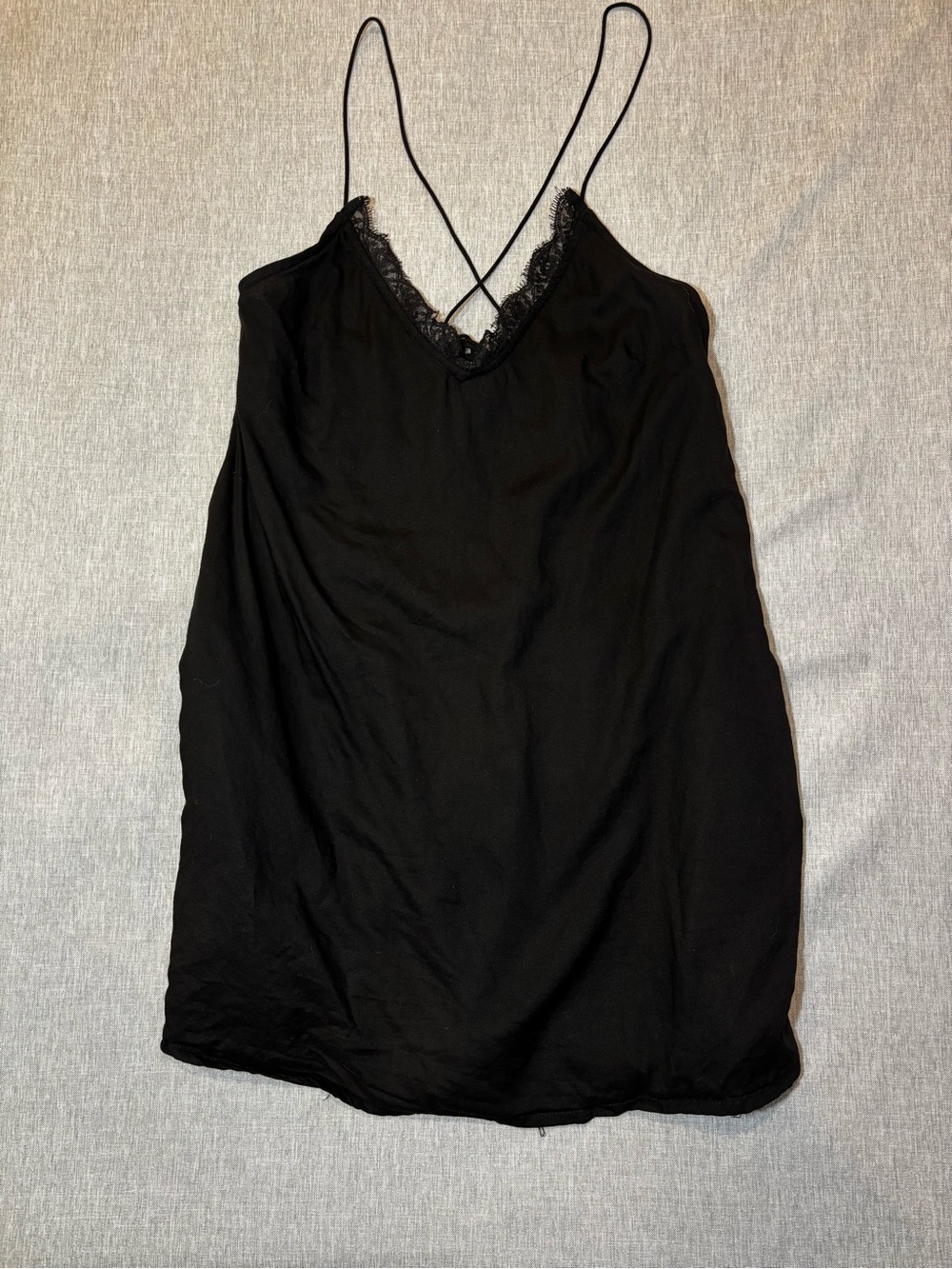 Billabong Simple Black Lace Trim Slip flowy shirt